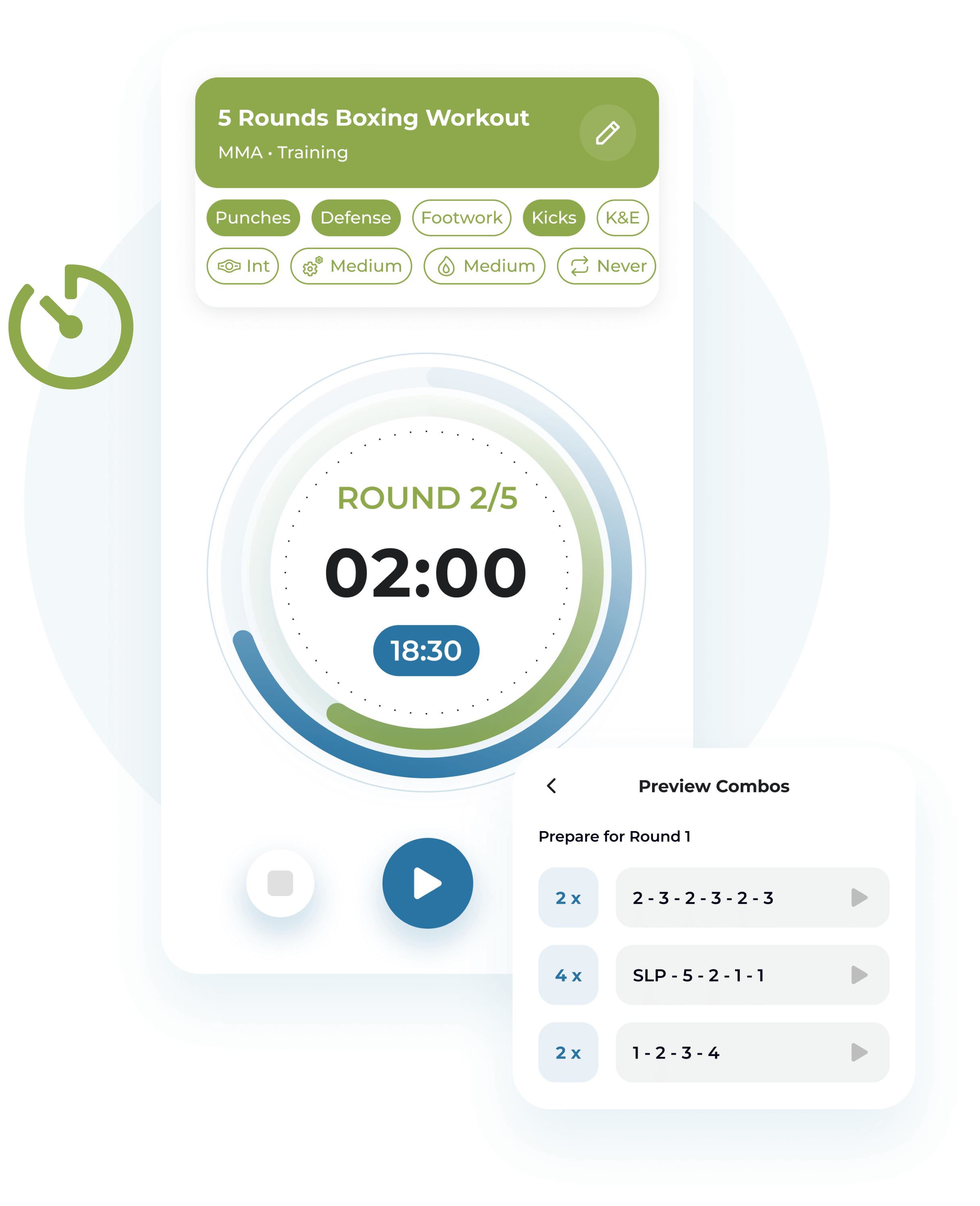 Rounds timer & combo coach